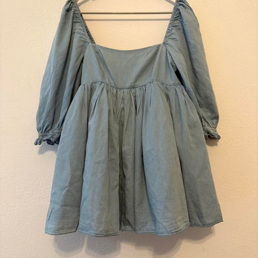 Coquette princess SELKIE blue mini puff dress size S